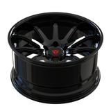 Lightweight forged deep dish rims by RVRN Wheels for Mustang aggressive stance setup