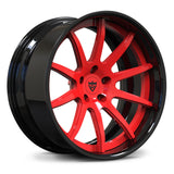 RVRN RV-DC70 black and red deep lip wheels for classic Camaro custom muscle car build