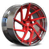 RVRN RV-DF041 custom forged 2-piece directional wheel for Corvette C8 in chrome with red finish