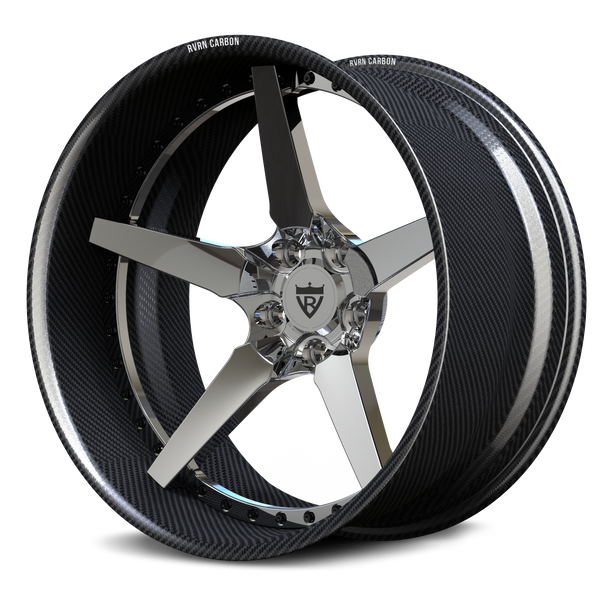 RVRN RV-DF14 CF real carbon fiber deep concave 2-piece forged wheel with chrome center