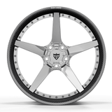 Front view of RVRN RV-DF14 CF real carbon fiber concave forged wheel with polished center for ferrari performance vehicle