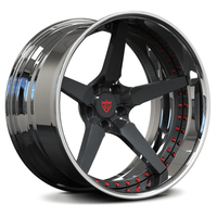RVRN RV-DF14 chrome and gunmetal forged 5 spoke wheels for Nissan 350Z aggressive offset setup