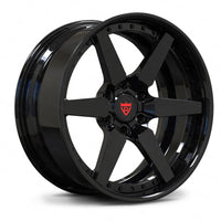 Gloss black RVRN RV-DF14 forged concave rims for Dodge Challenger and Dodge Viper custom performance applications