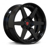 Gloss black RVRN RV-DF14 forged concave rims for Dodge Challenger and Dodge Viper custom performance applications