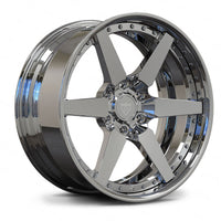 Chrome RVRN RV-DF14 custom 6 lug forged rims inspired by Ford GT race-spec performance wheel styling