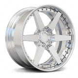 Polished RVRN RV-DF14 custom forged 6 lug wheels for Corvette-inspired performance and aggressive concave fitment