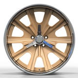 RVRN RV-DF67 forged old school wheel for Pontiac Firebird Trans Am in bronze with chrome, deep dish 2-piece custom muscle car wheel design