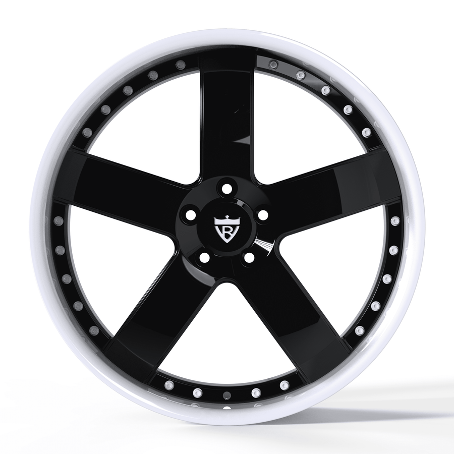 RVRN RV-DF93 custom forged black with white 5 spoke wheels for Tesla Model S lightweight performance wheel setup