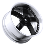 Rivian R1T lightweight forged black and white wheels with custom 5 spoke design by RVRN
