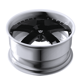 Porsche Taycan custom forged black with white rims featuring lightweight 5 spoke wheel design