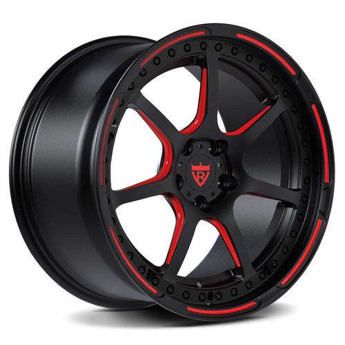 RVRN RV-DH092 forged multi spoke Corvette C8 wheel in red and black, custom 2-piece design for a sharp performance fitment