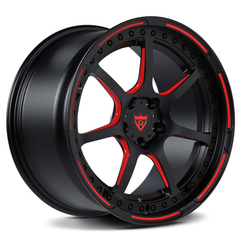RVRN RV-DH092 forged multi spoke Corvette C8 wheel in red and black, custom 2-piece design for a sharp performance fitment