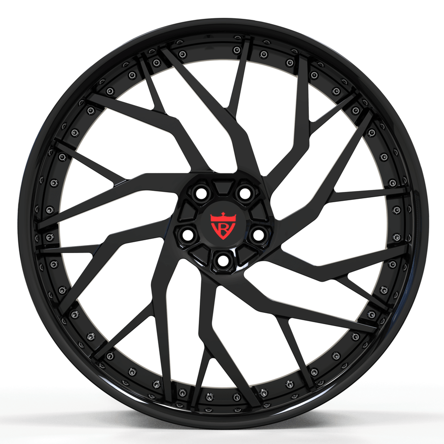 RVRN RV-DM01 forged Mercedes AMG C63 wheels with gloss black directional Y spoke wheels design for performance fitment