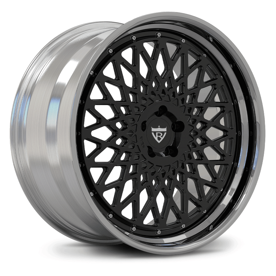 RVRN RV-DM03 custom forged Mercedes rims featuring deep dish mesh rims design in black and chrome finish engineered for premium luxury performance fitment