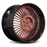RVRN RV-DM05 forged multi-spoke BMW 5 Series polished rose gold with black wheel featuring custom 2-piece construction and premium spoke design