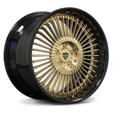 RVRN RV-DM05 forged multi-spoke Mercedes E350 polished frozen gold with black wheel featuring lightweight construction and custom performance fitment