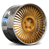 RVRN RV-DM05 forged multi-spoke Porsche Panamera copper with chrome wheel featuring lightweight 2-piece construction and custom finish detailing