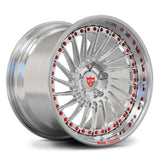 RV-DN01 AMG GT deep dish directional-spoke wheel in brushed aluminum with red hardware