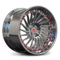 RV-DN01 AMG GT deep dish directional-spoke wheel in chrome with red hardware