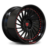 RV-DN01 AMG GT deep dish directional-spoke wheel in gloss black with red hardware