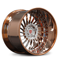 Custom forged deep lip wheel in bronze finish, showcasing intricate design, ideal for deep dish rim enthusiasts.