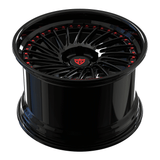 Custom forged black chrome 2-piece deep dish wheel designed for C7 Corvette aftermarket use.