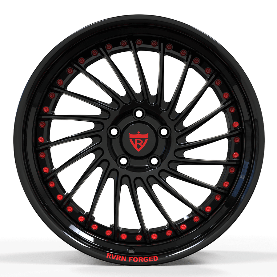 Two-piece forged RV-DN01 deep dish directional wheel structure designed for durability and modular customization