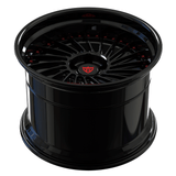 Custom forged 2-piece deep dish wheels in black with stepped lip design, ideal for Corvette and performance vehicles.
