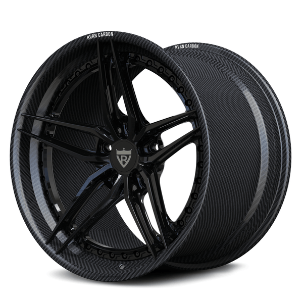 RVRN RV-DP03 CF carbon fiber 5-star forged wheel on white background