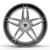 RVRN RV-DP03 CF real carbon fiber 5-star step lip forged wheel with polished center for luxury sports cars