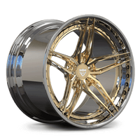 RVRN RV-DP03 custom forged 2-piece 5 spoke Corvette C8 Z06 wheel in gold with chrome finish, lightweight performance construction
