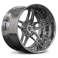 Chrome rims for your Corvette C5 with a classic 5 spoke and deep dish style, RVRN custom forged 2-piece series