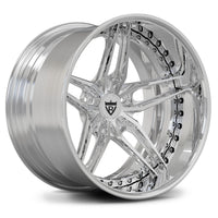 Shiny Chrome rims for your Corvette C5 with a classic 5 spoke and deep dish style, RVRN custom forged 2-piece series