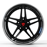 RVRN RV-DP03 custom forged chrome step lip wheels for Mercedes AMG GT 4-Door Coupe, gloss black and chrome 2-piece wheel design