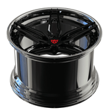 RVRN RV-DP03 custom forged step lip wheels for Porsche 911 Turbo with gloss black and chrome finish, lightweight 2-piece wheel design