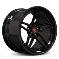 RVRN RV-DP03 custom forged 2-piece step lip wheels for Porsche 911 Turbo in gloss black, lightweight performance wheel design