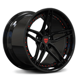 RVRN RV-DP03 custom forged 2-piece step lip wheels for Porsche 911 Turbo in gloss black, lightweight performance wheel design