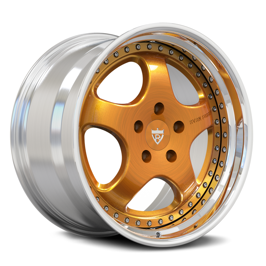 RVRN RV-DP04 custom forged Porsche wheels with 5 spoke deep dish design for Porsche 911 Carrera 4S in Transparent Bronze and Polish finish
