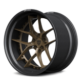Left view of RVRN RV-DR08D CF real carbon fiber deep dish forged wheel with matte bronze