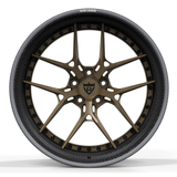 Front view of RVRN RV-DR08D CF real carbon fiber deep dish forged wheel with matte bronze
