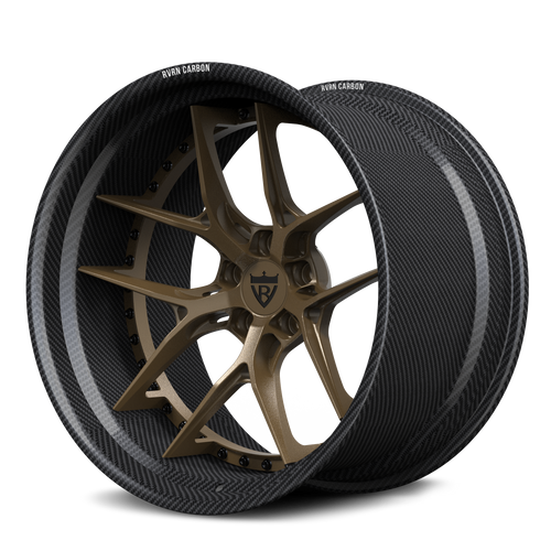 RVRN RV-DR08D CF real carbon fiber deep dish 2-piece forged wheel, matte bronze center