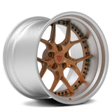 RVRN RV-DR08D forged Y spoke wheels brushed and copper finish, deep dish Charger wheel design emphasizing layered machining detail