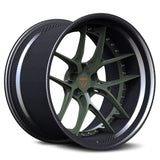 RVRN RV-DR08D lightweight forged BMW wheels for BMW M2, green with carbon fiber lip, deep dish design