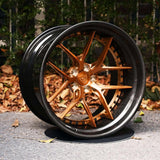 RVRN RV-DR08D custom BMW forged wheels for BMW M8, bronze with carbon fiber lip, lightweight performance wheels