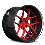 Custom Forged 2-Piece carbon fiber Wheels with Red and Black Color, a deep lip style for your truck, sports cars