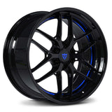 RVRN RV-DR08D custom forged truck wheels featuring hidden screws and deep lip construction, black and blue finish for RAM 1500