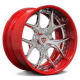 RVRN Wheels RV-DR08D forged Y spoke deep dish wheels with red and polished finish for Camaro builds