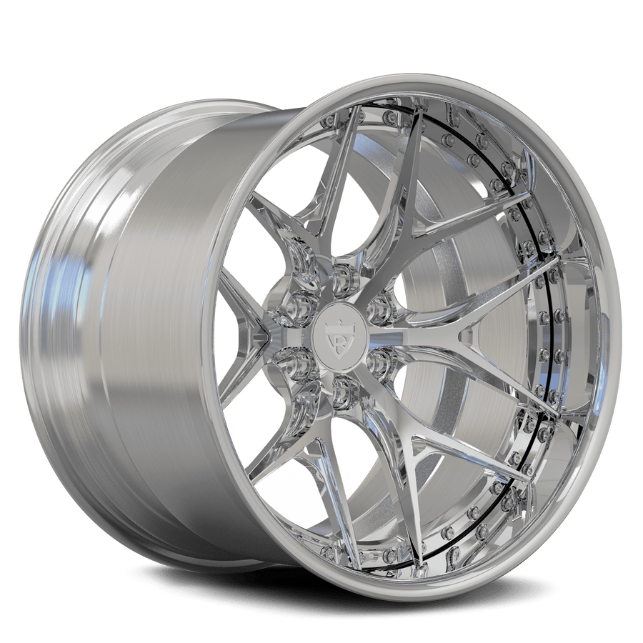 RVRN RV-DR08D custom forged Y spoke Viper rims in brushed aluminum finish, deep concave 2-piece forged wheel designed for custom Dodge Viper applications and performance vehicle builds