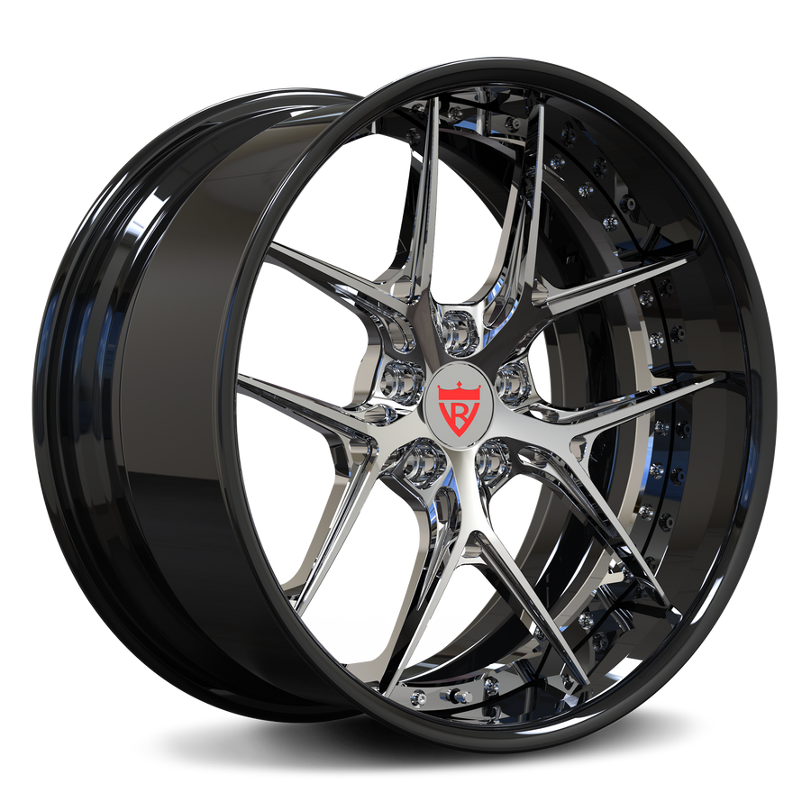 RVRN RV-DR08D Maserati wheels Y spoke deep dish rims chrome and black finish custom forged performance fitment design