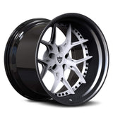 RVRN RV-DR08D black and white Y spoke deep dish rims Charger wheels, custom forged construction with high contrast modern aesthetic